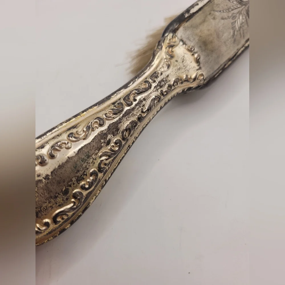 Vintage Silver Hairbrush with Ornate Design